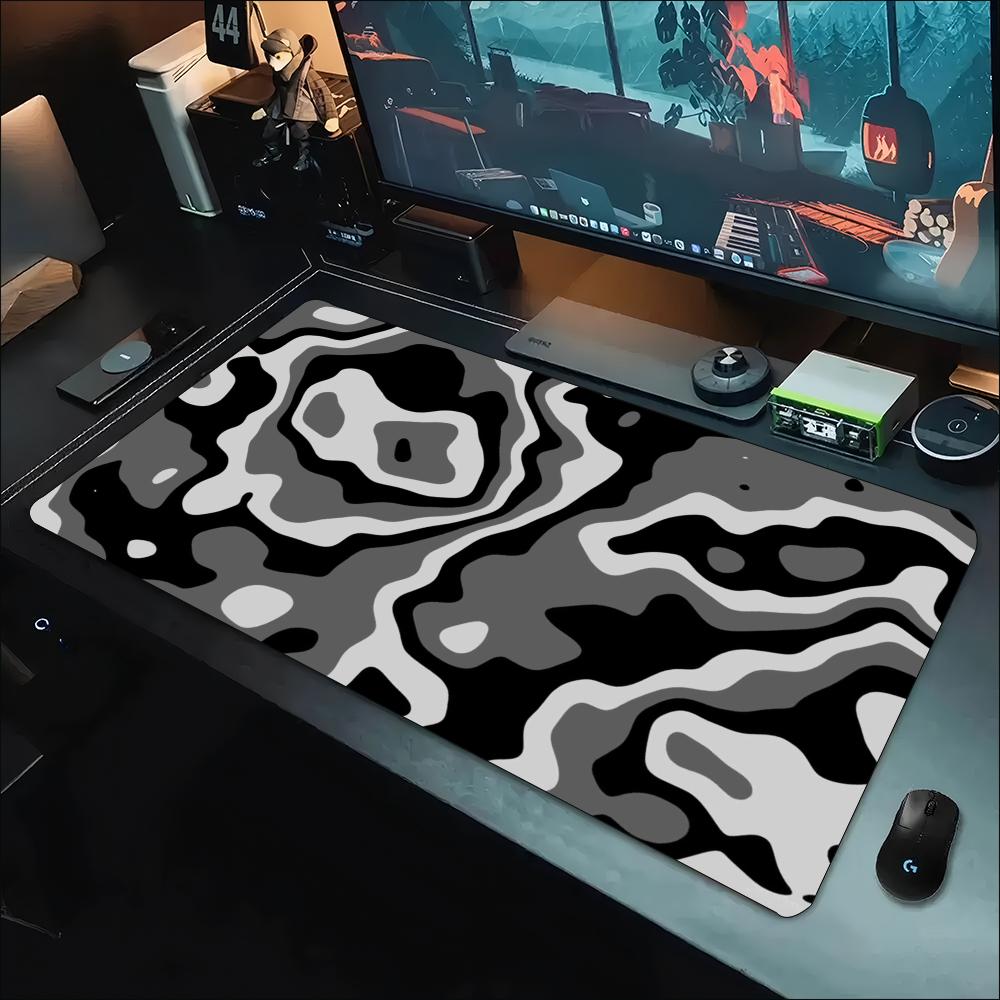 Desk Setup Gaming And Work - Tappetino da Scrivania Grigio Bianco con