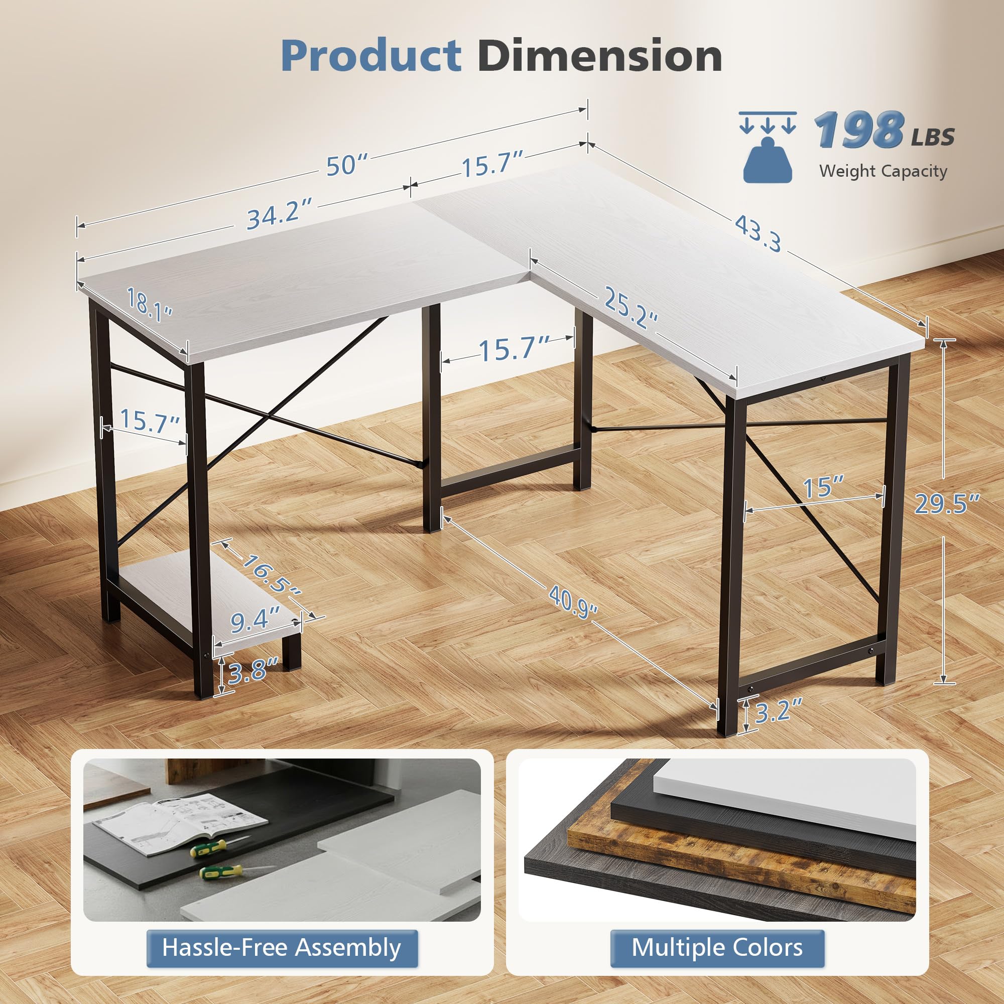 Scrivania a L JHK da 50 Pollic - L Shaped Desk Setup recensione e prezzo